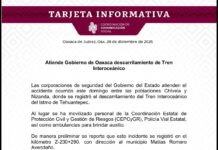 Atiende Gobierno de Oaxaca descarrilamiento de Tren Interoceánico