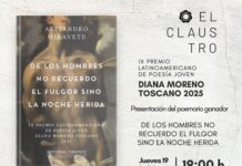 Presentarán De los hombres no recuerdo el fulgor sino la noche herida de Alejandro Miravete, poemario ganador del Premio Latinoamericano de Poesía Joven Diana Moreno Toscano 2025