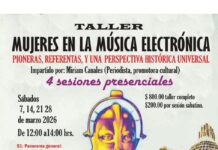 TALLER MUJERES EN LA MÚSICA ELECTRÓNICA: pioneras, referentas y una perspectiva histórica universal. Impartido por Miriam Canales (Periodista, promotora cultural).