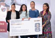 Presidenta Claudia Sheinbaum presenta a las cuatro ganadoras del concurso Representa a México en la Inauguración del Mundial