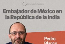 Ratifica Comisión Permanente a Pedro Blanco Pérez como embajador de México en la India