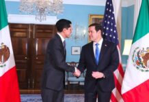 Reunión entre el secretario de Relaciones Exteriores, Roberto Velasco Álvarez, y el secretario de Estado de Estados Unidos, Marco Rubio