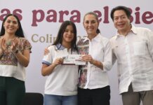 Gracias a las Becas para el Bienestar cerca de 400 mil jóvenes estudiarán preparatoria: presidenta entrega beca Benito Juárez en Colima